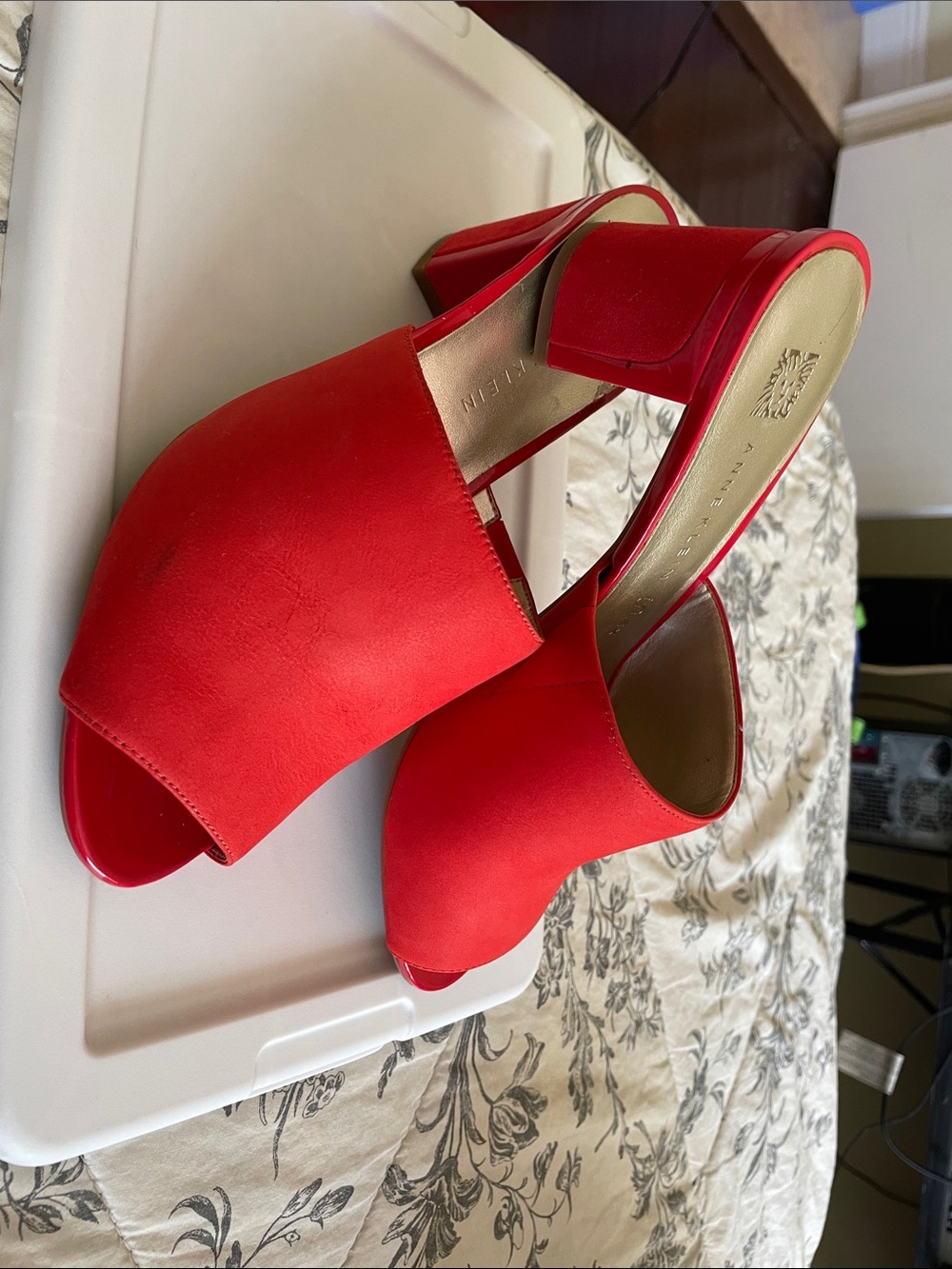 Anne Klein Red Open-Toe Slingback Mules